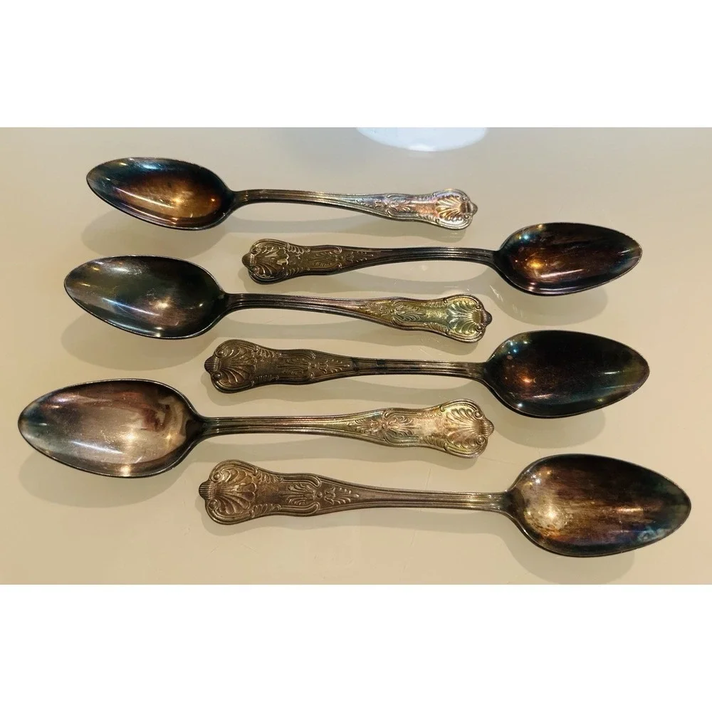 Set of 6 Vintage International Silver Co. Silverplated Dessert Spoons 7